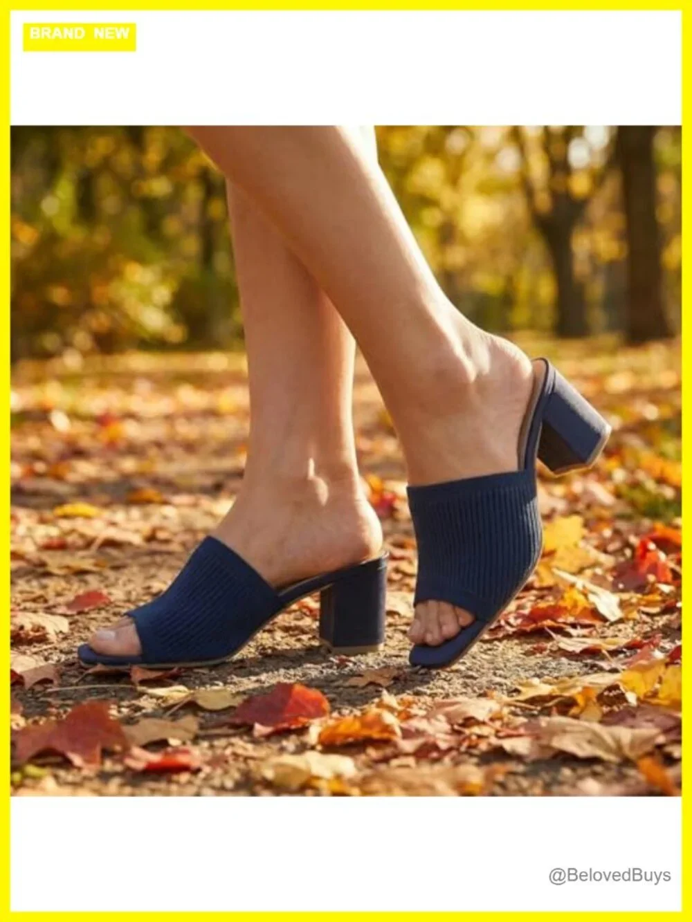 Women's Heeled Mules Square Open Toe Block Low Heel Slip On Sandals